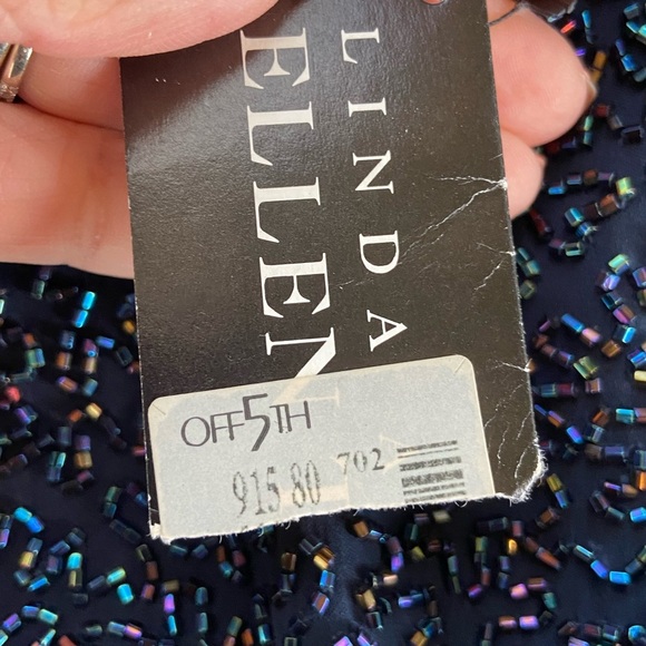 Linda Allard Ellen Tracy Silk Beaded Mini Dress Size 12 Blue Embellished RT $915 - Picture 13 of 13